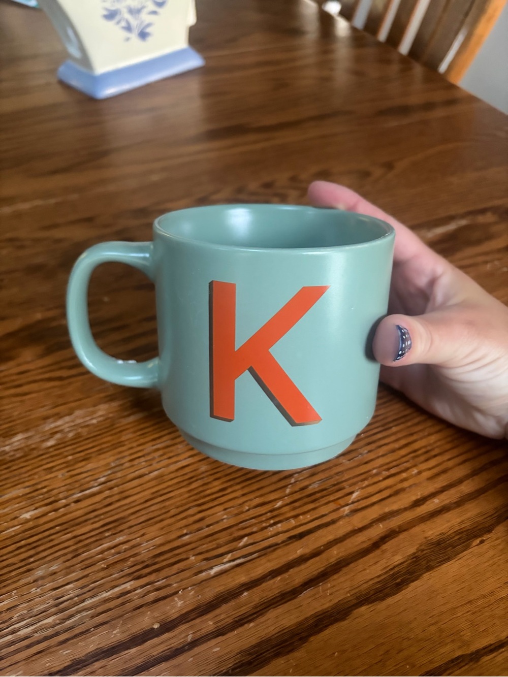 Target Green Ceramic Mug with Orange 'K' Letter